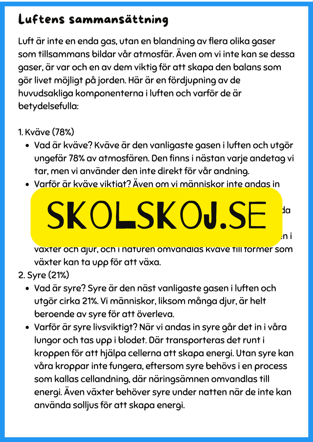 Luft vår osynliga resurs - Årskurs 4 - 6