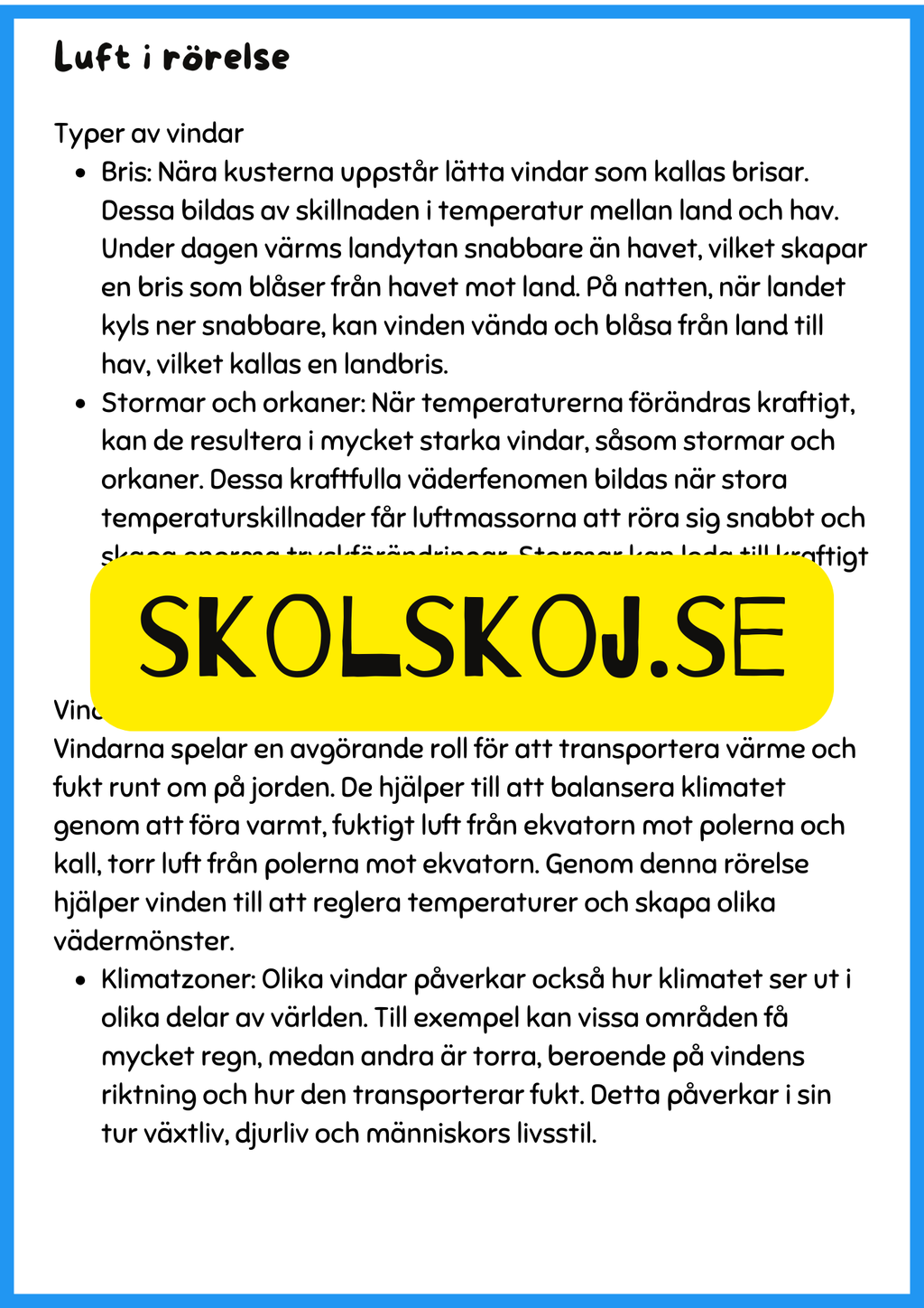 Luft vår osynliga resurs - Årskurs 4 - 6