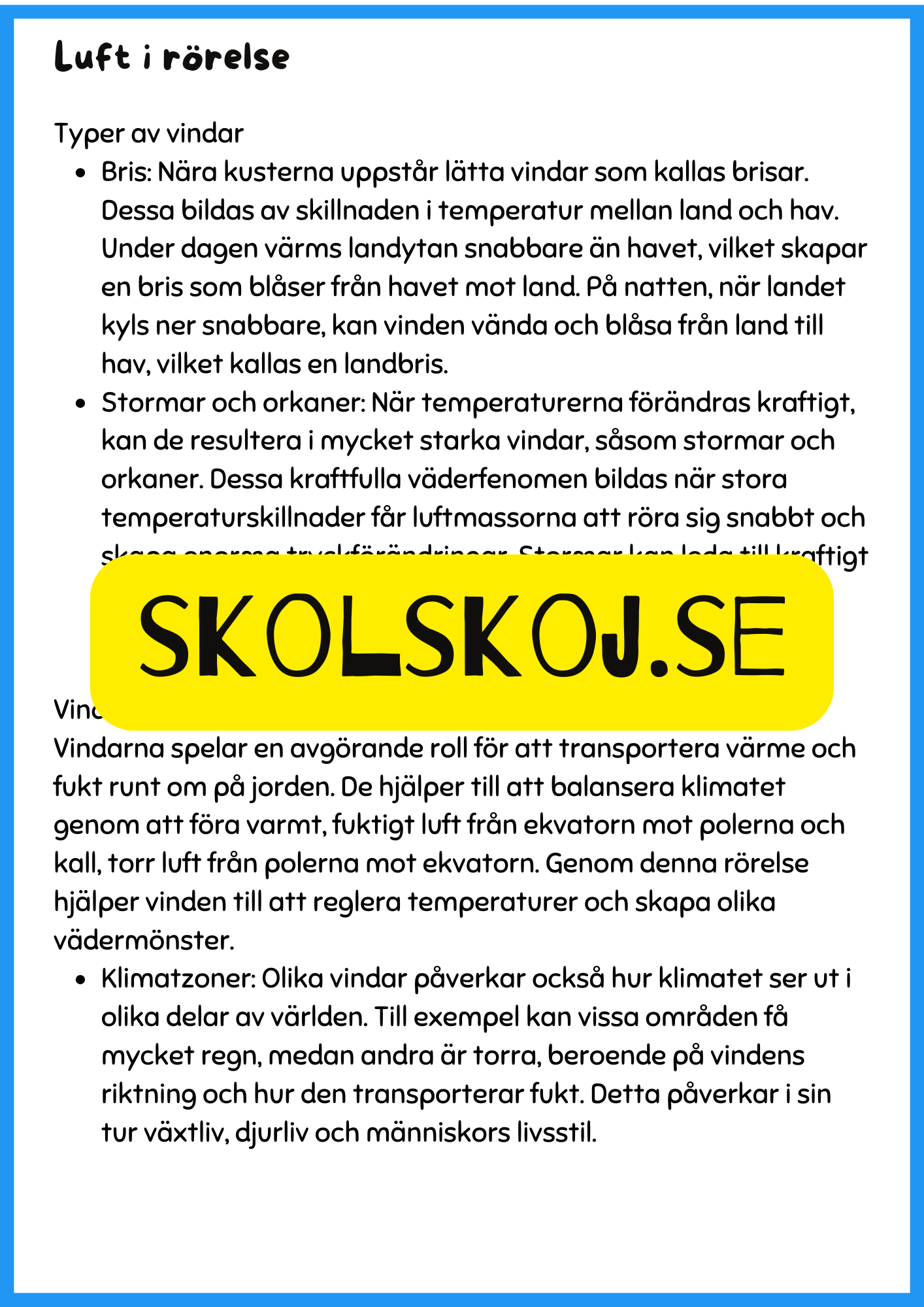 Luft vår osynliga resurs - Årskurs 4 - 6