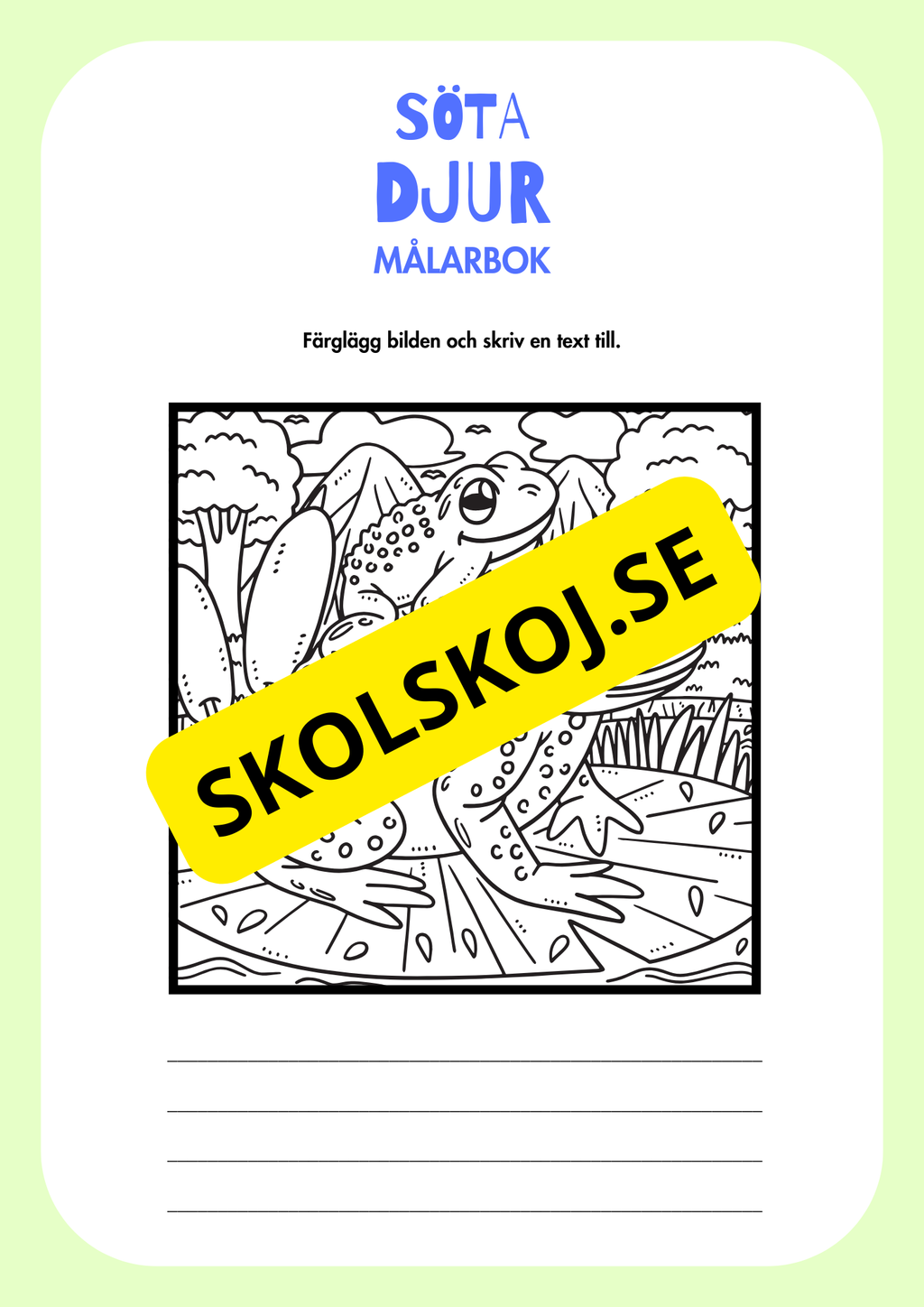 Målarbok söta djur - Färglägg och skriv