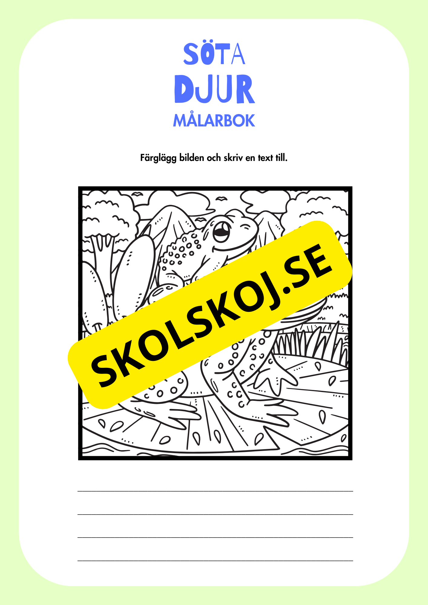Målarbok söta djur - Färglägg och skriv