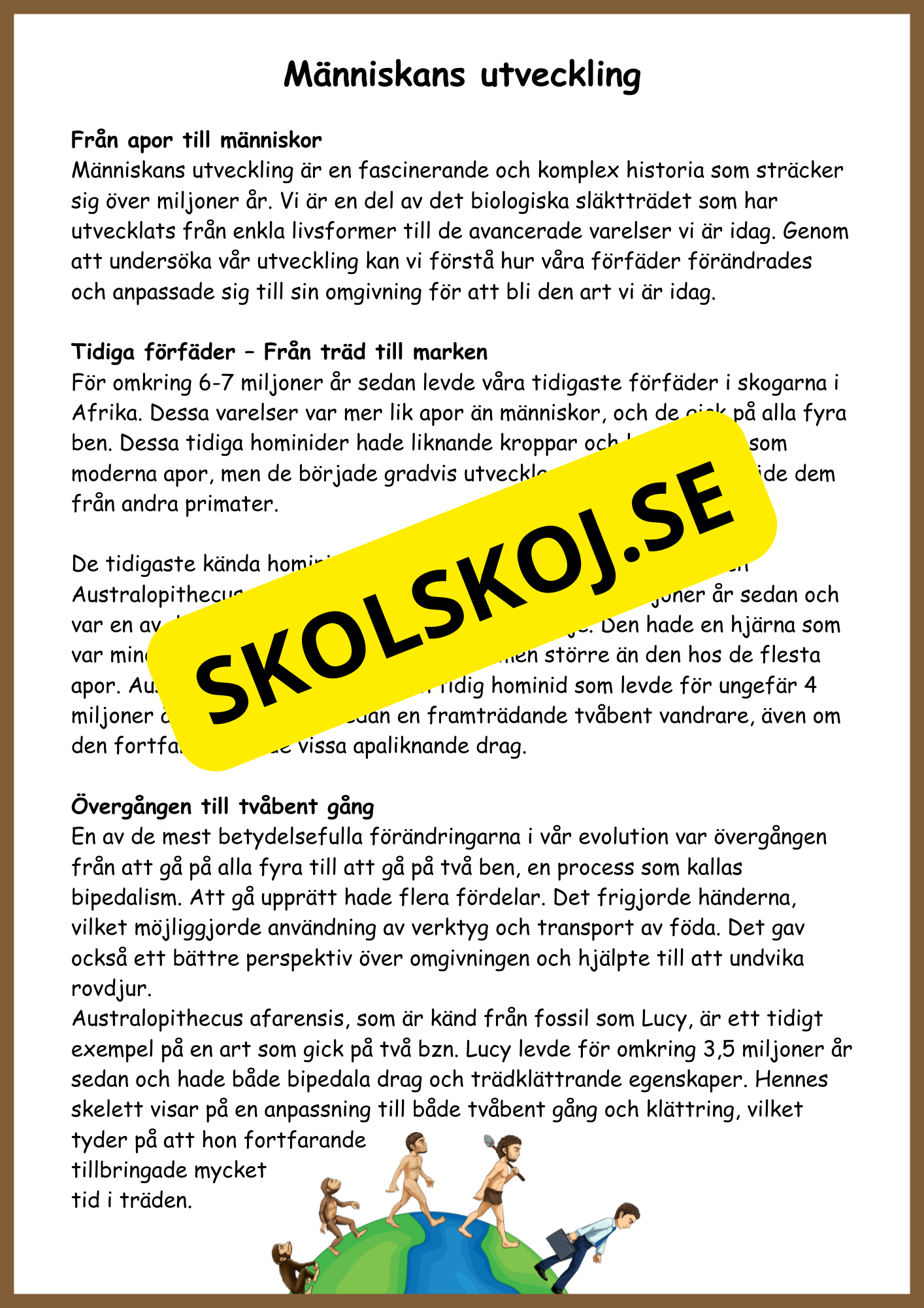 Människans evolution - Årskurs 5 - 6