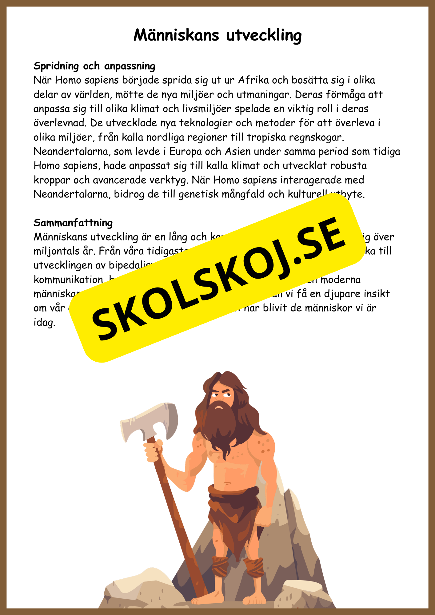 Människans evolution - Årskurs 5 - 6