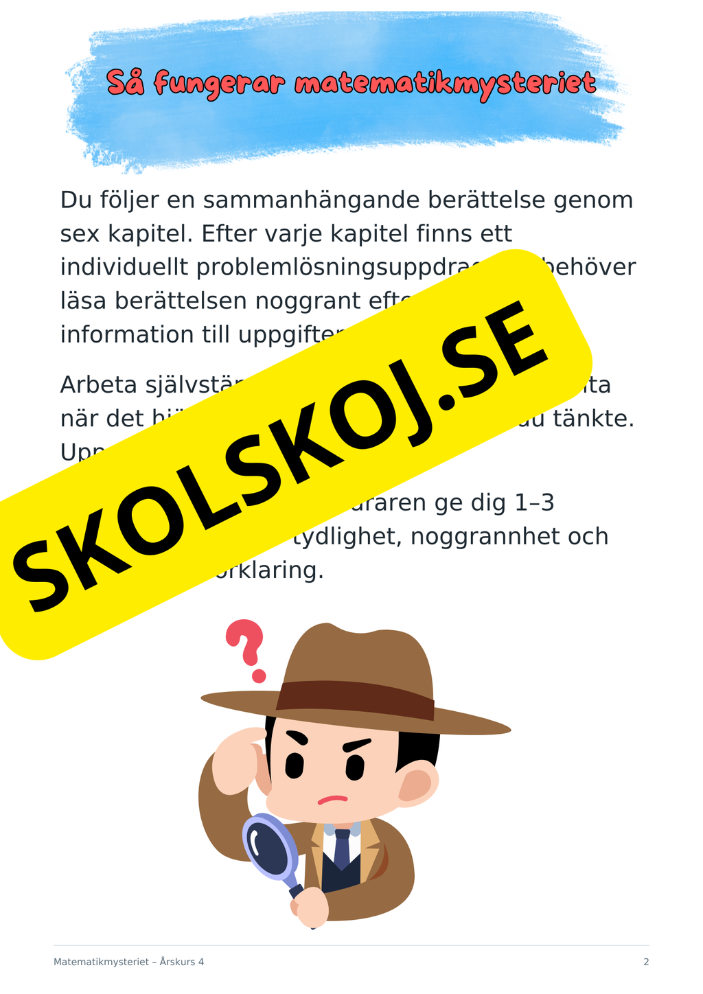 Matematikmysteriet – Problemlösning för årskurs 4