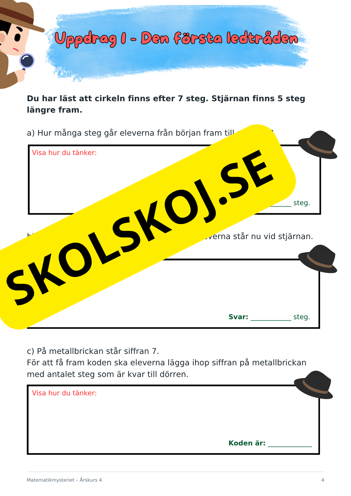 Matematikmysteriet – Problemlösning för årskurs 4