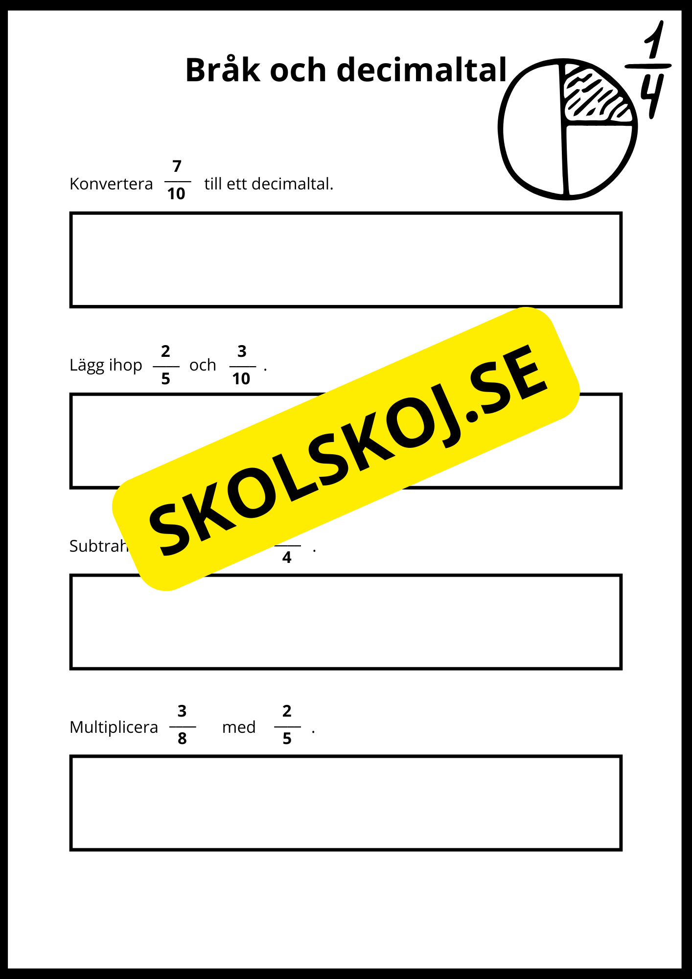 Matematiska repetitionsuppgifter årskurs 7 - 8 (50 st)