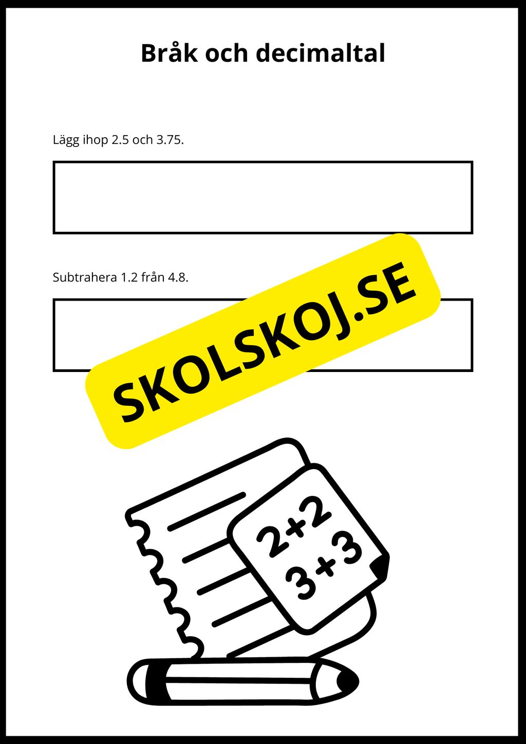 Matematiska repetitionsuppgifter årskurs 7 - 8 (50 st)