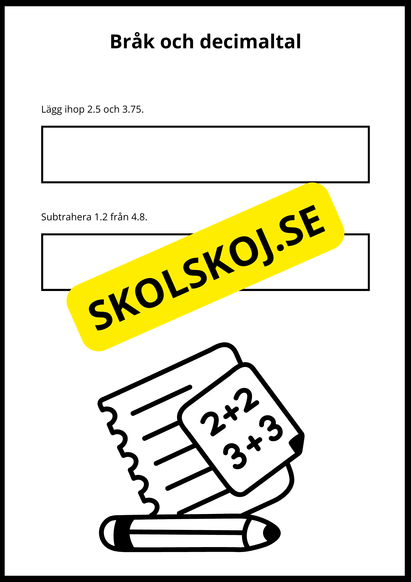 Matematiska repetitionsuppgifter årskurs 7 - 8 (50 st)