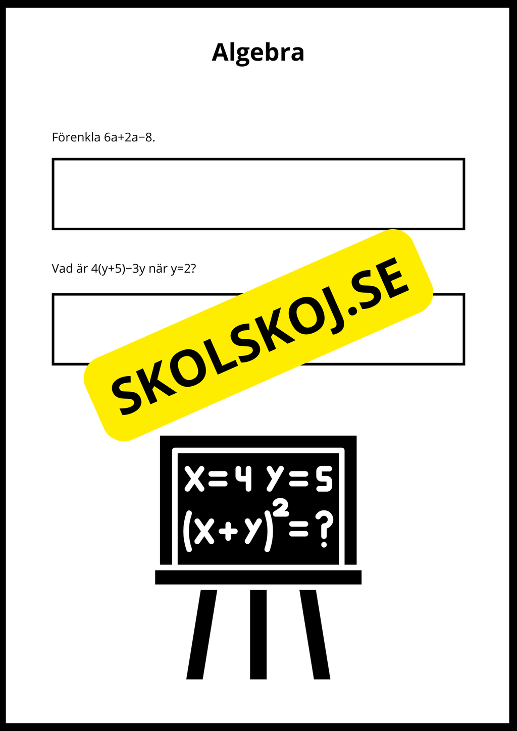 Matematiska repetitionsuppgifter årskurs 7 - 8 (50 st)