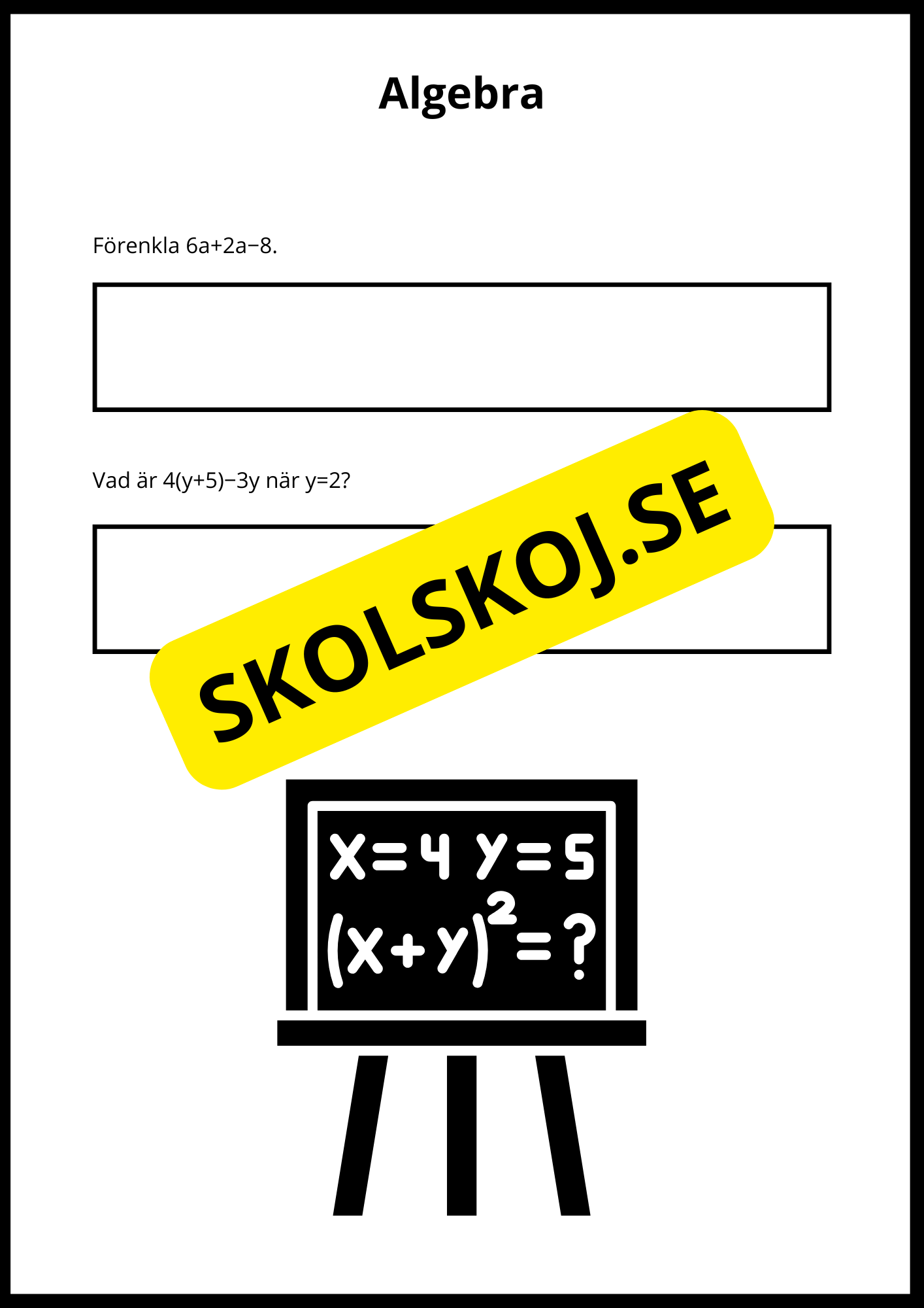 Matematiska repetitionsuppgifter årskurs 7 - 8 (50 st)