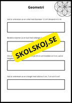 Matematiska repetitionsuppgifter årskurs 7 - 8 (50 st)
