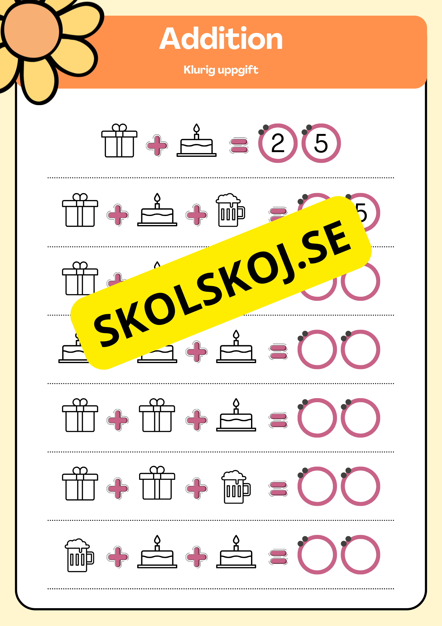 Matte extra uppgifter - Förskoleklass - Årskurs 1