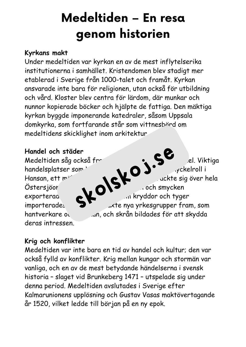 Medeltiden - En resa genom historien - Årskurs 4 - 6