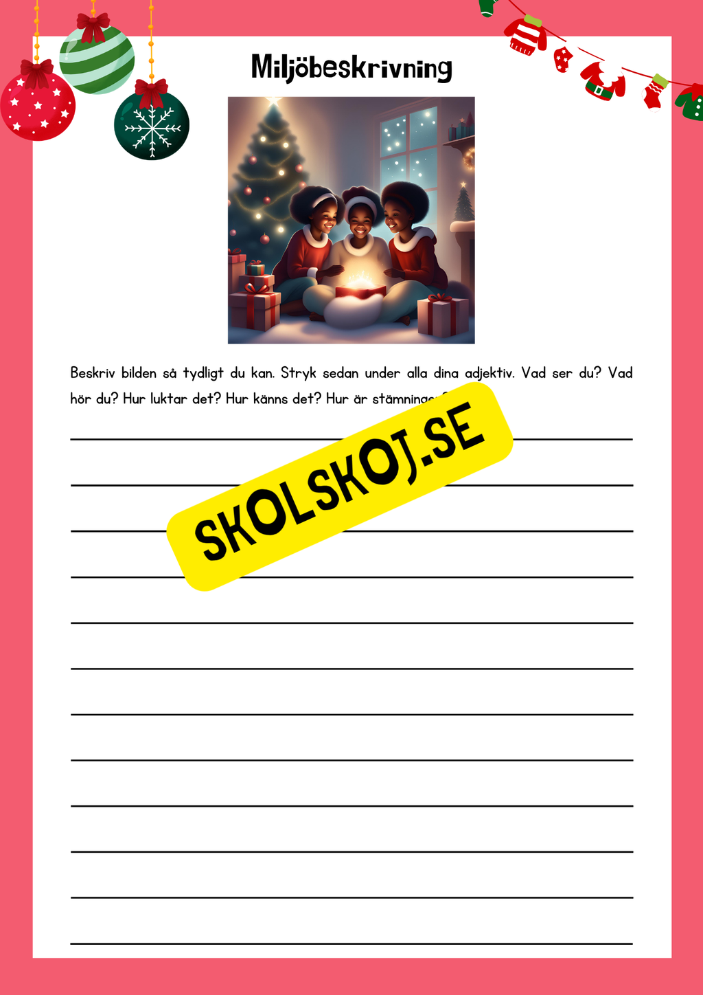 Miljöbeskrivningar med julstämning - 9 st