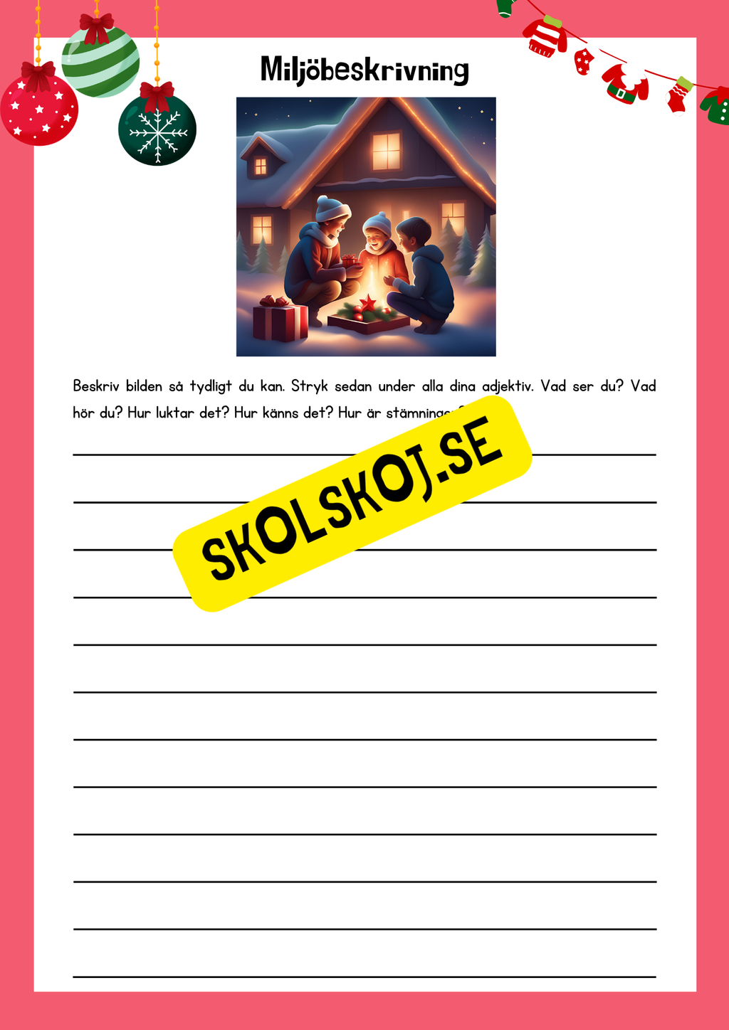 Miljöbeskrivningar med julstämning - 9 st
