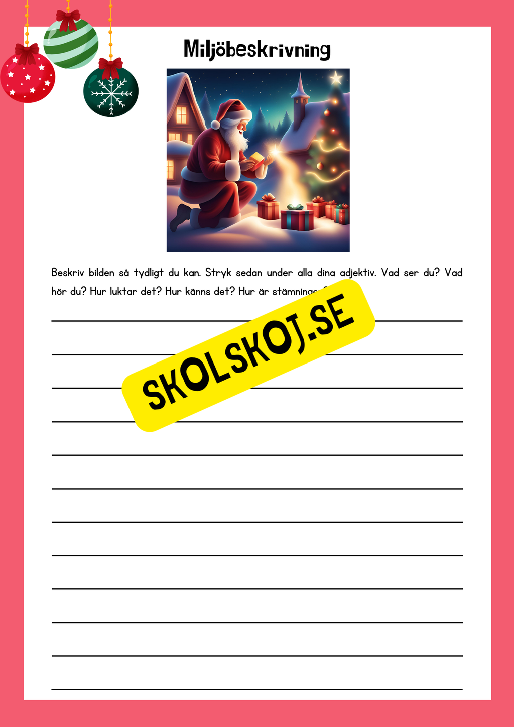 Miljöbeskrivningar med julstämning - 9 st