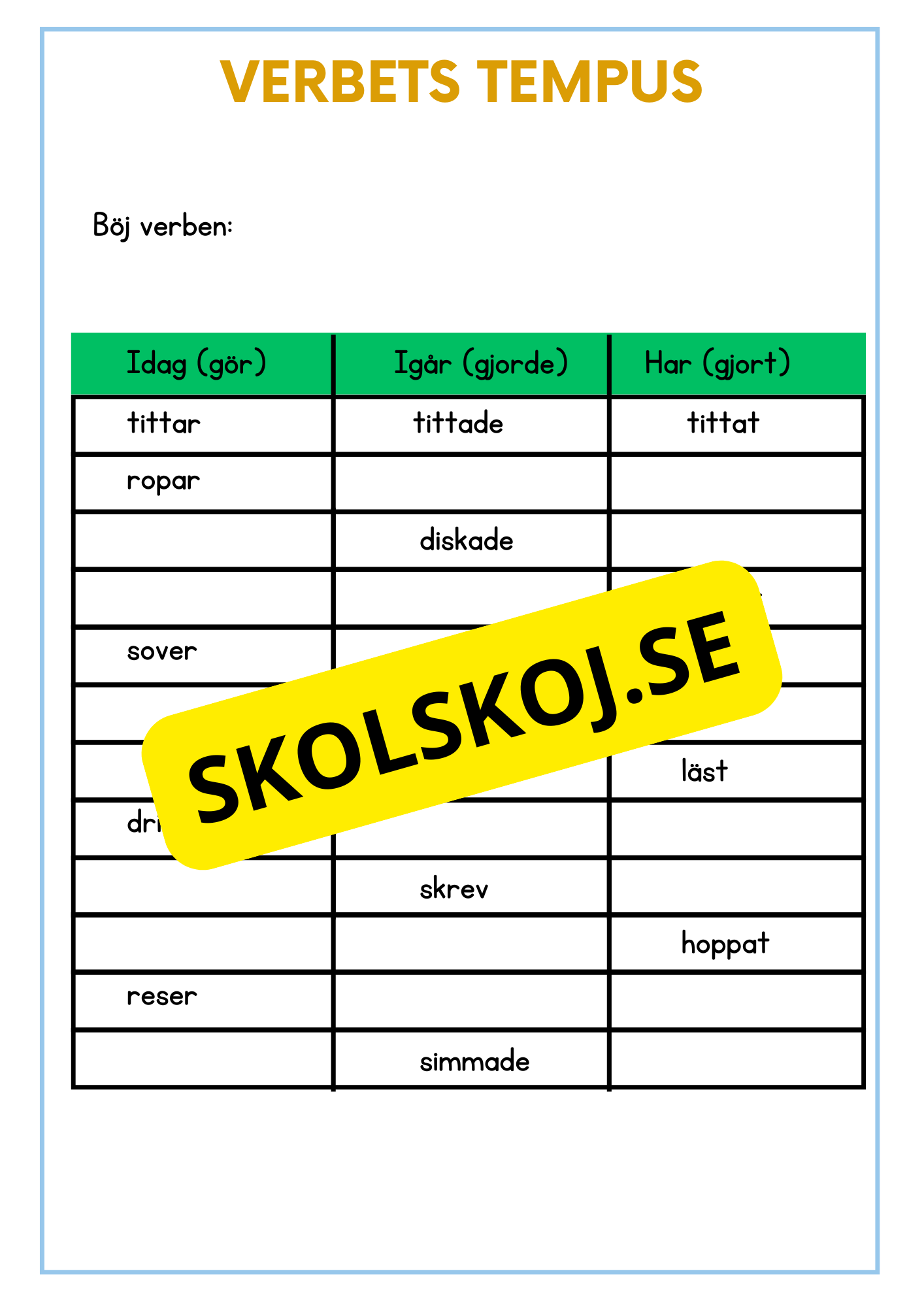 Mitt häfte om verb