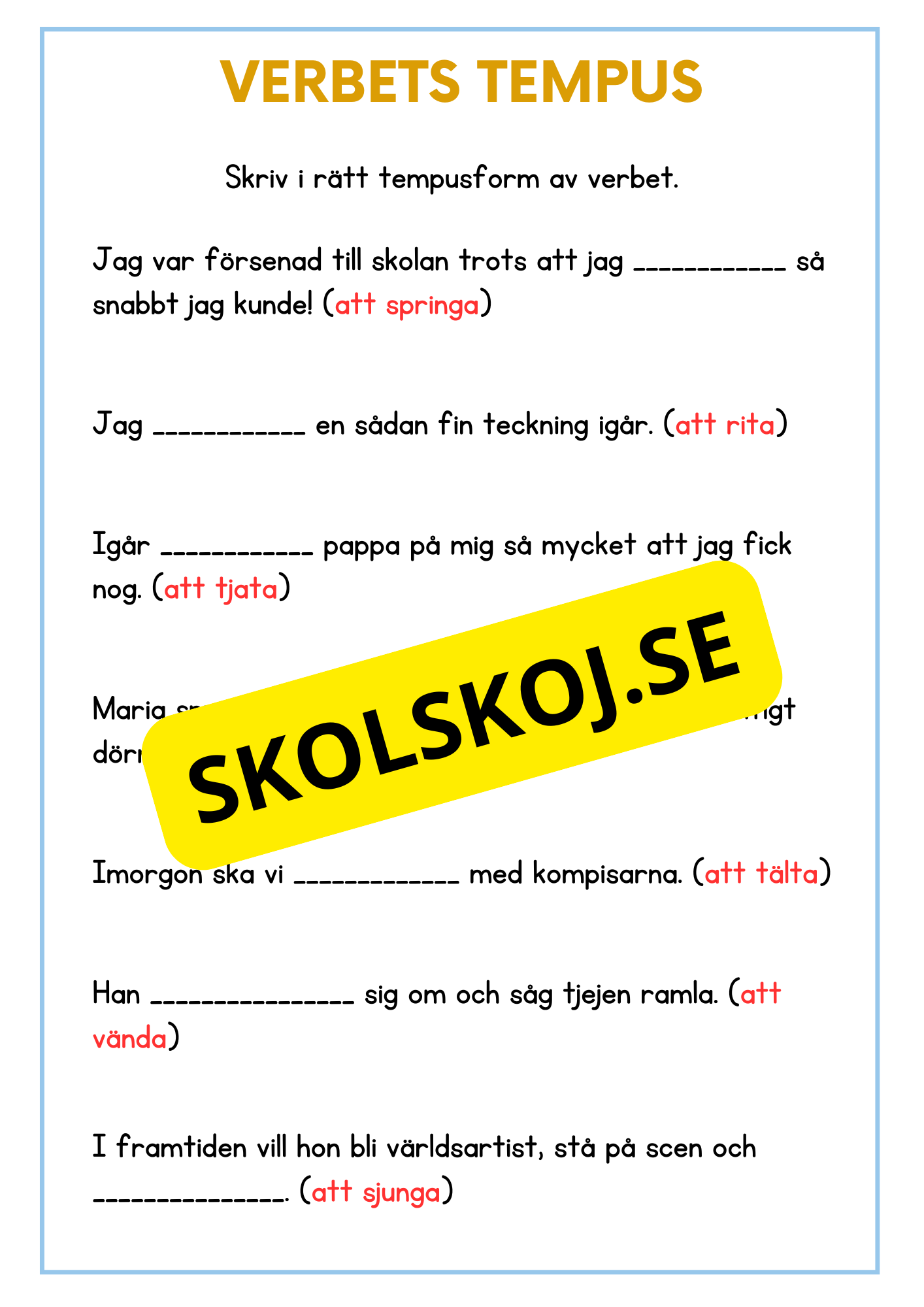Mitt häfte om verb