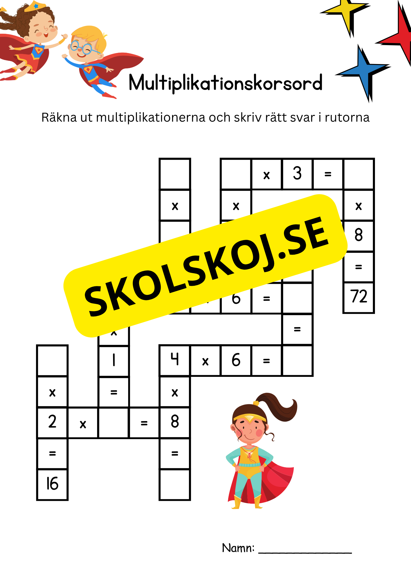 Multiplikation - Korsord