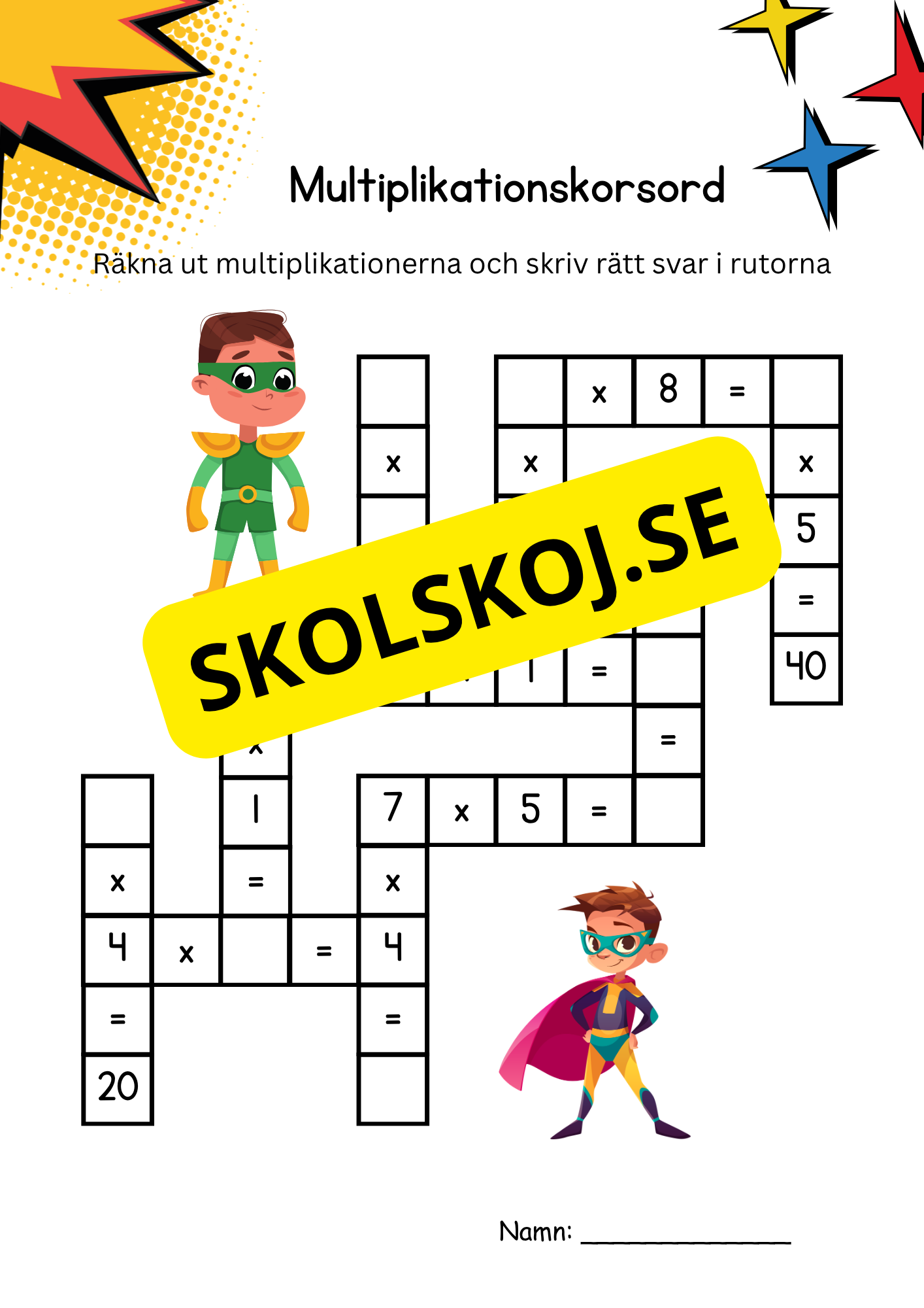 Multiplikation - Korsord
