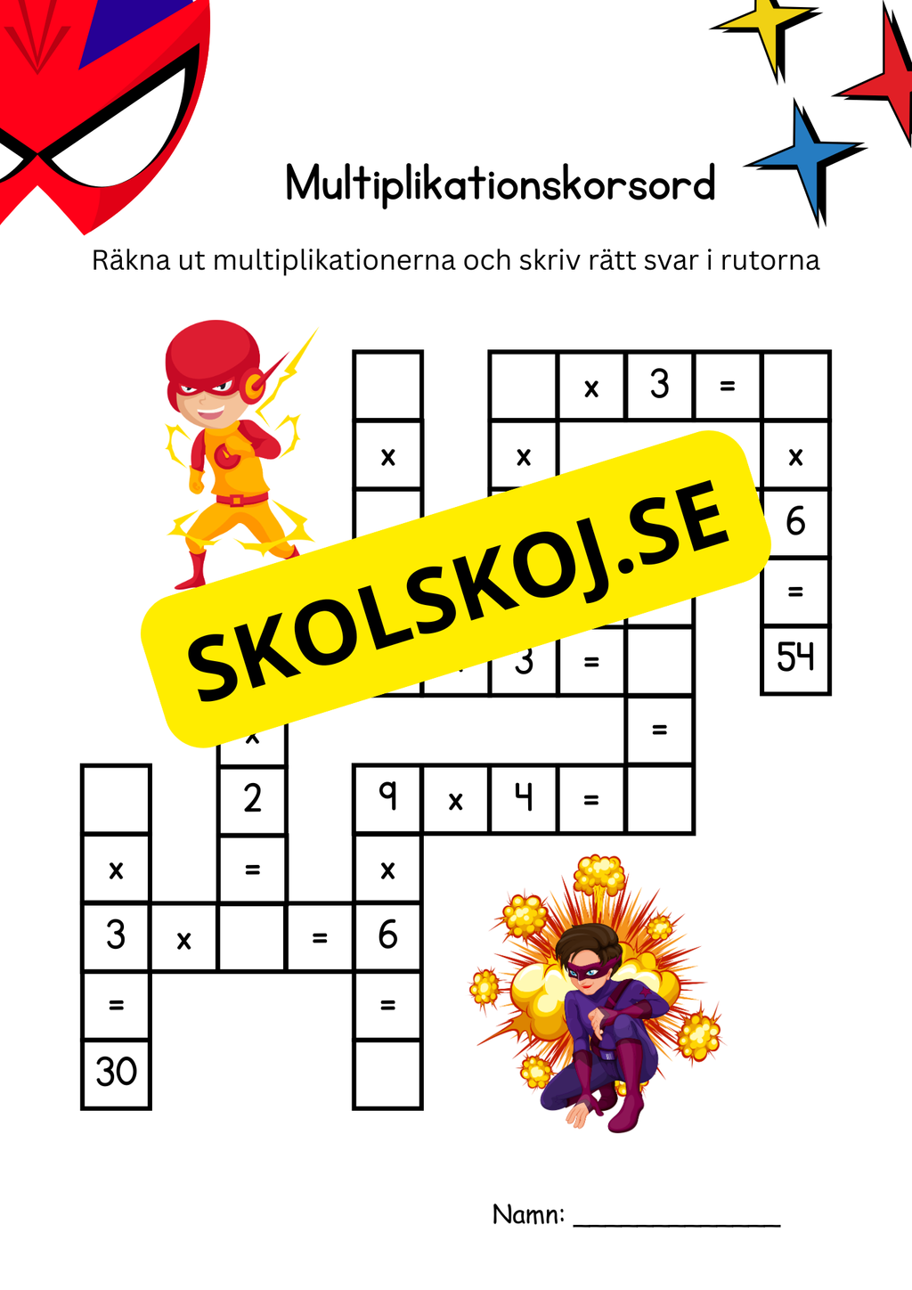Multiplikation - Korsord