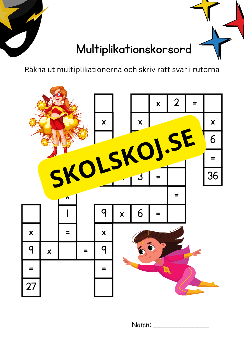 Multiplikation - Korsord