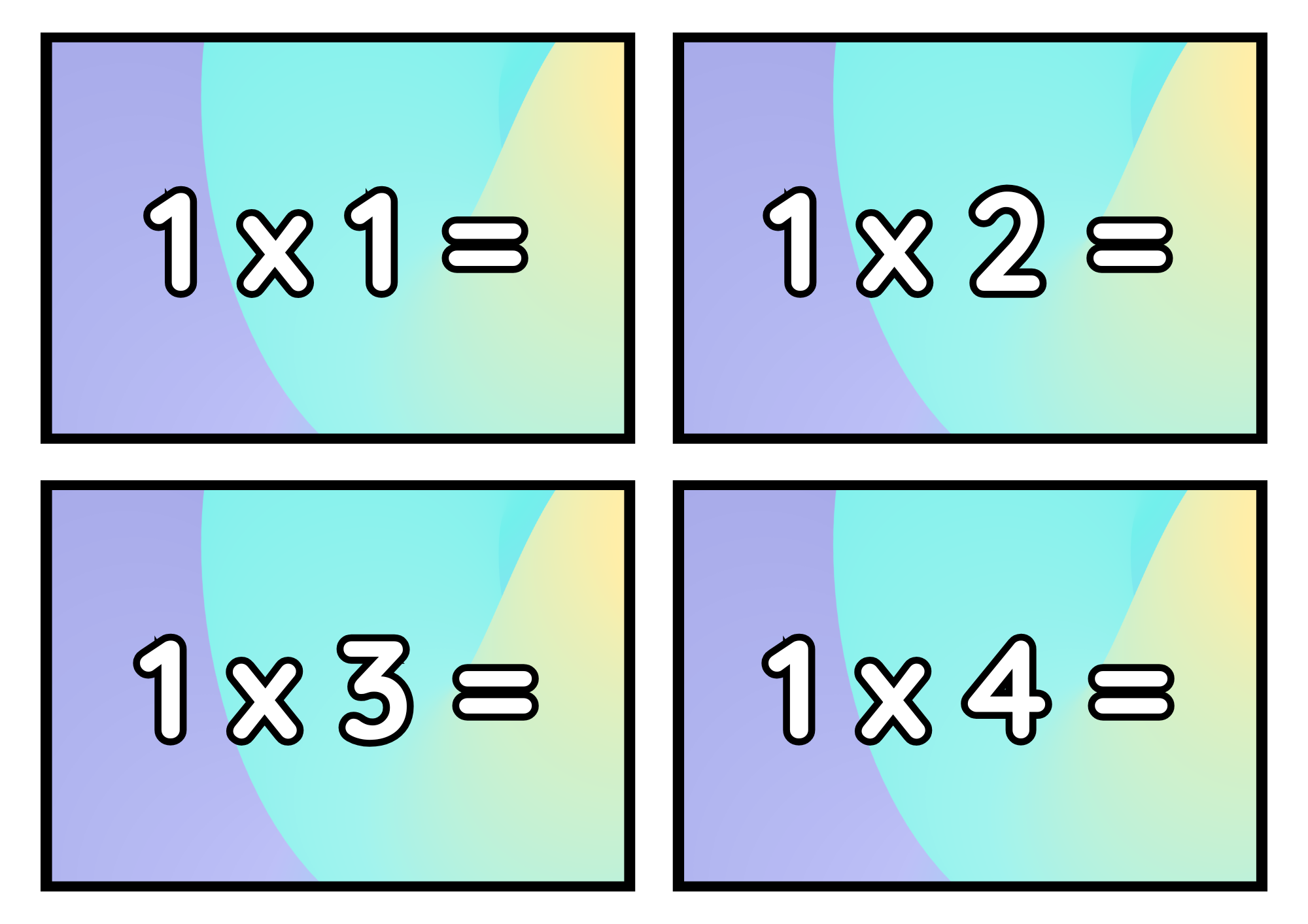 Multiplikationsflashkort 1–12
