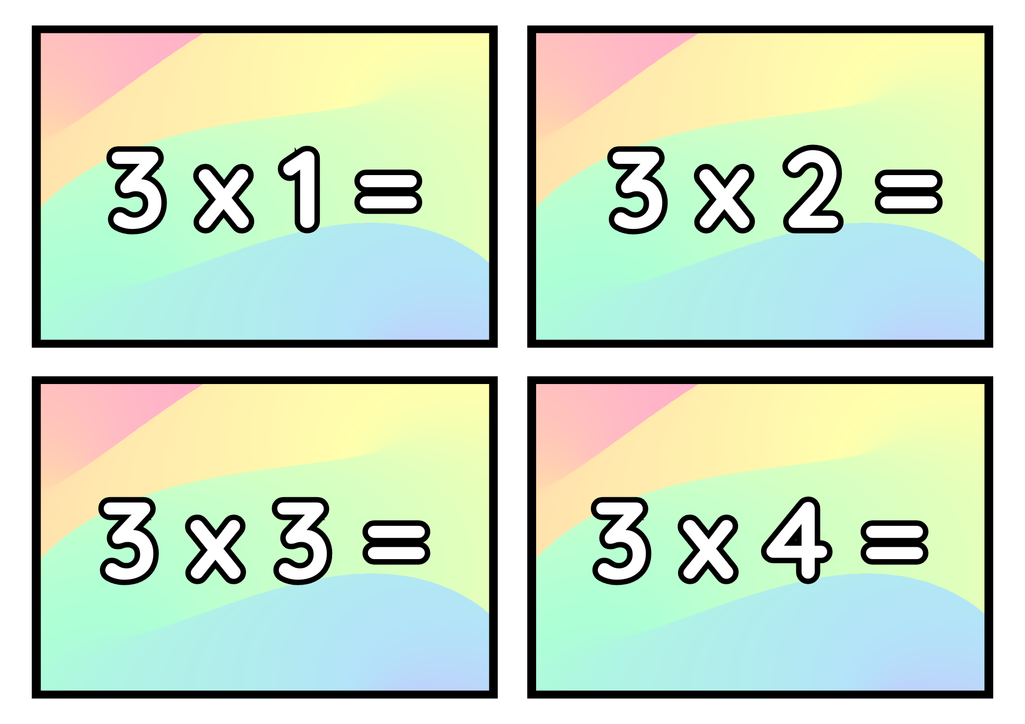 Multiplikationsflashkort 1–12
