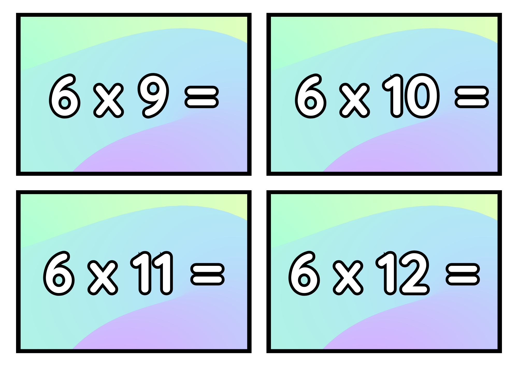 Multiplikationsflashkort 1–12