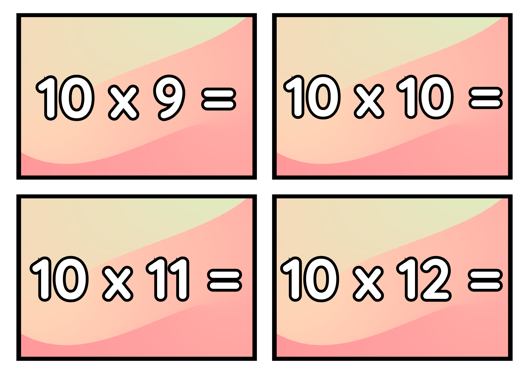 Multiplikationsflashkort 1–12