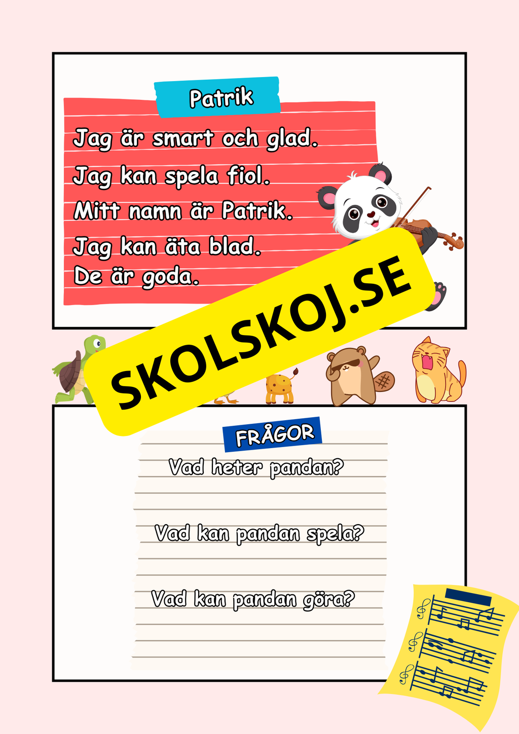 Musikaliska djur - Lättläst - Läsförståelse