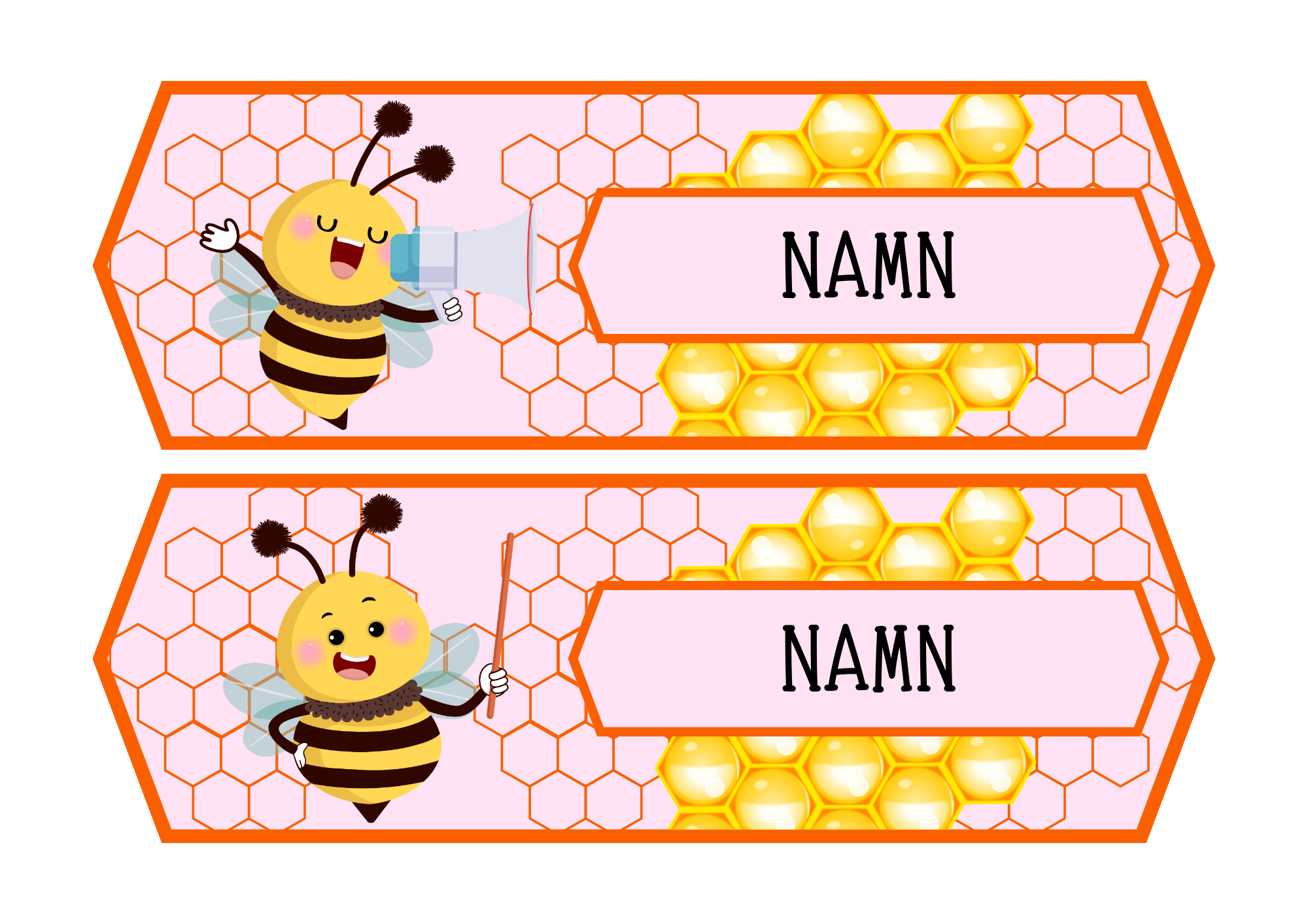 Namnskyltar - Redigerbara - Powerpoint - Bin