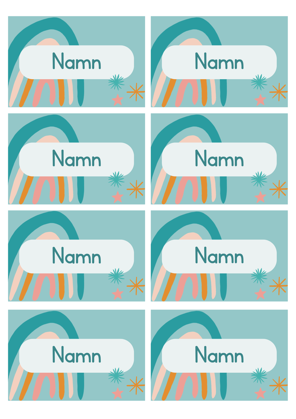 Namnskyltar - Redigerbara i Powerpoint