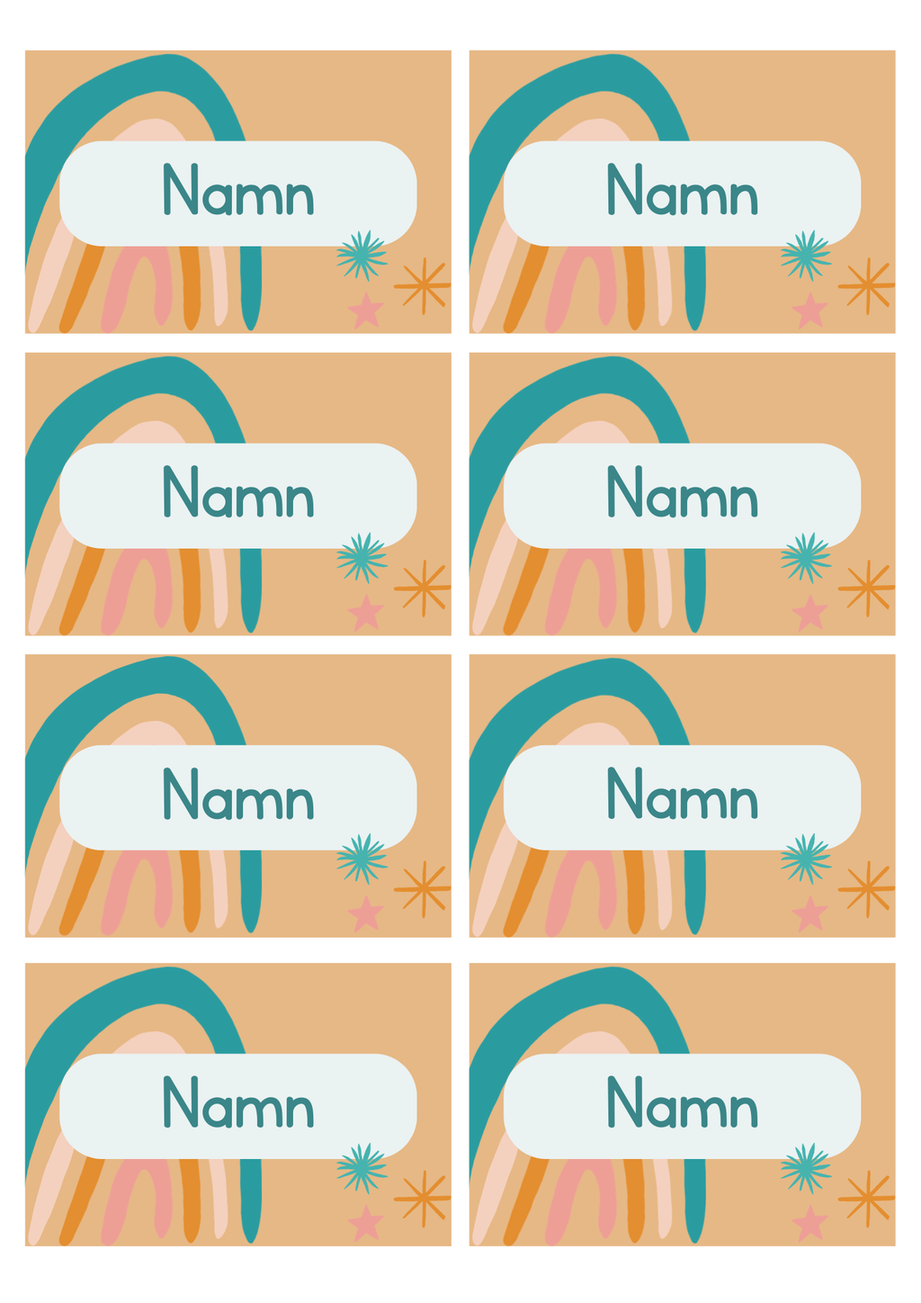 Namnskyltar - Redigerbara i Powerpoint