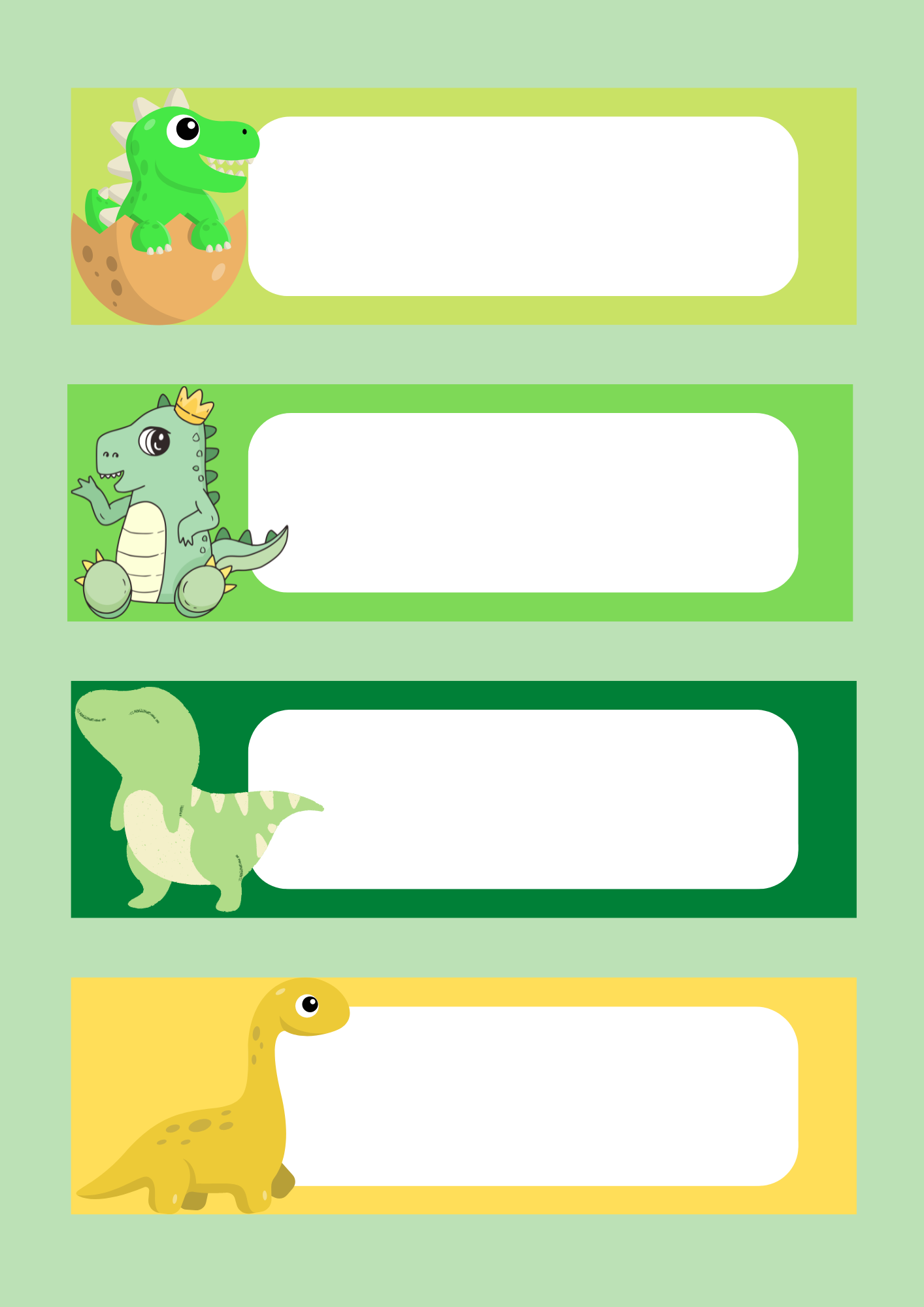 Namnskyltar redigerbara med dinosaurier