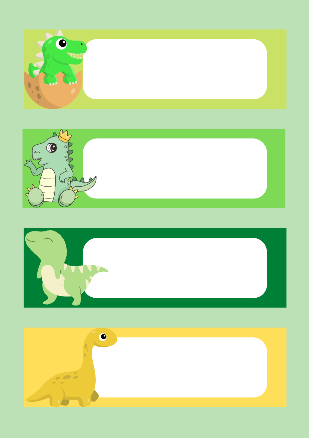 Namnskyltar redigerbara med dinosaurier