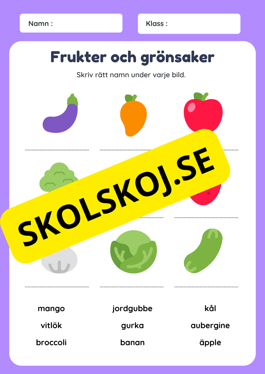 När du är klar – frukt- och grönsaksaktiviteter