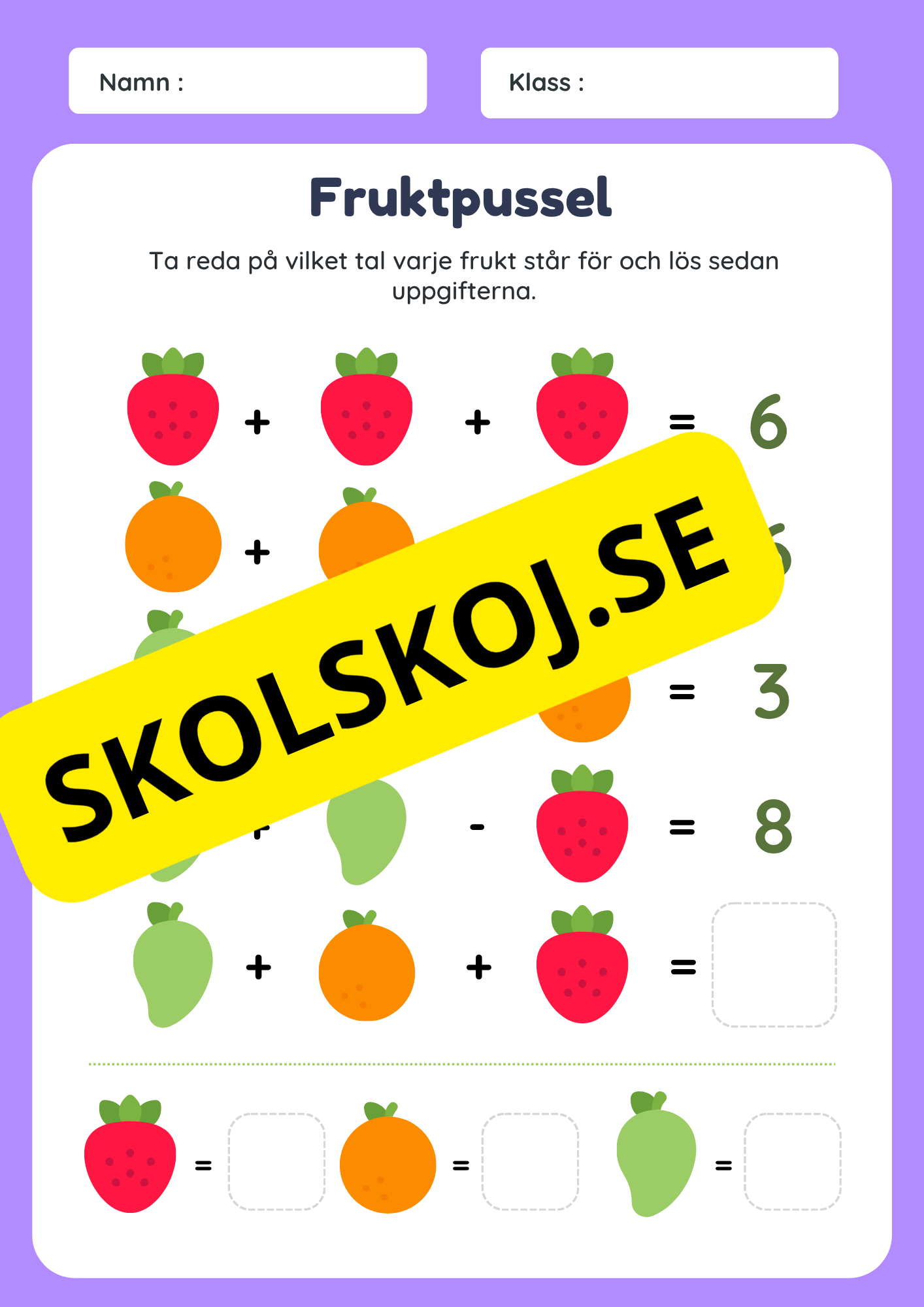 När du är klar – frukt- och grönsaksaktiviteter