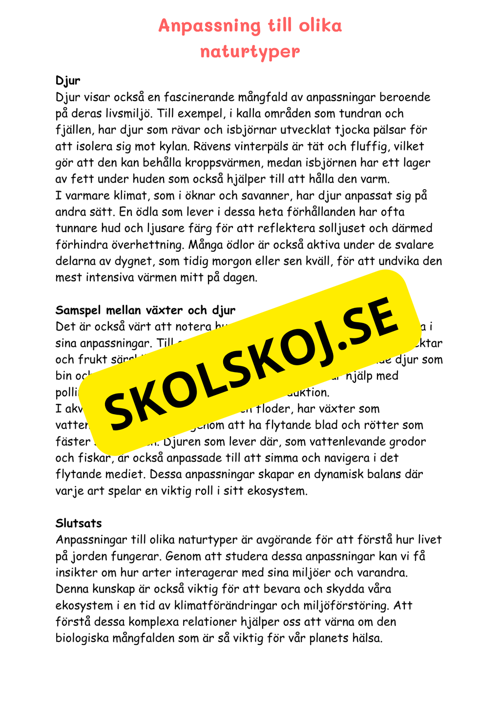 Naturens mosaik - Växter och djur i naturen