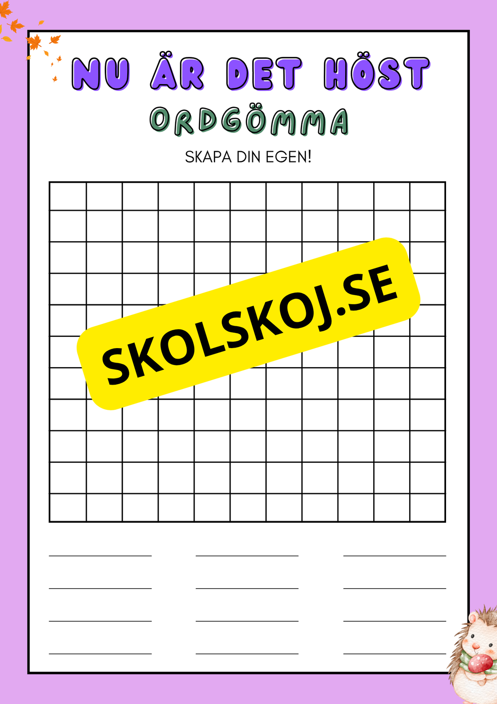 Nu är det höst - Häfte