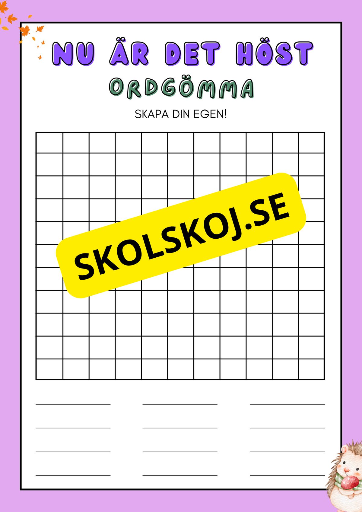 Nu är det höst - Häfte
