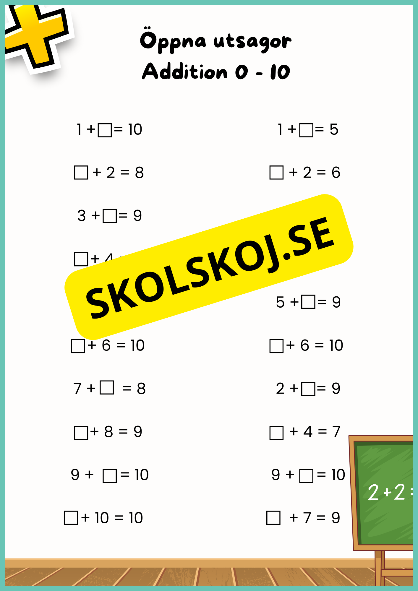 Öppna utsagor - Addition och subtraktion 0 - 20