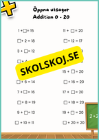 Öppna utsagor - Addition och subtraktion 0 - 20