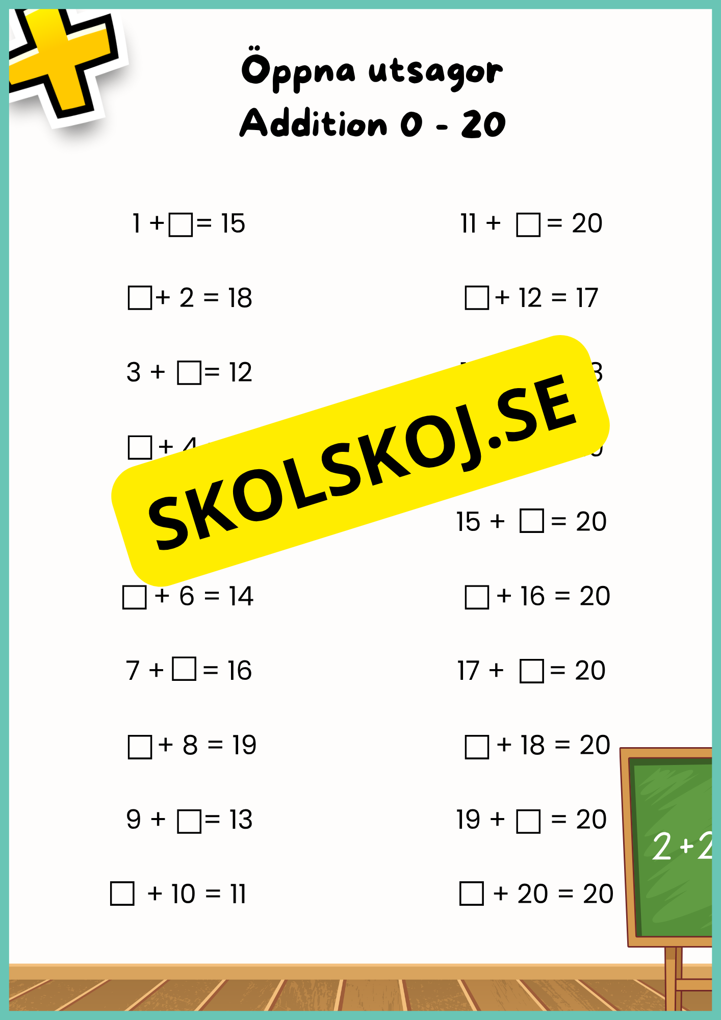 Öppna utsagor - Addition och subtraktion 0 - 20