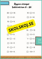 Öppna utsagor - Addition och subtraktion 0 - 20