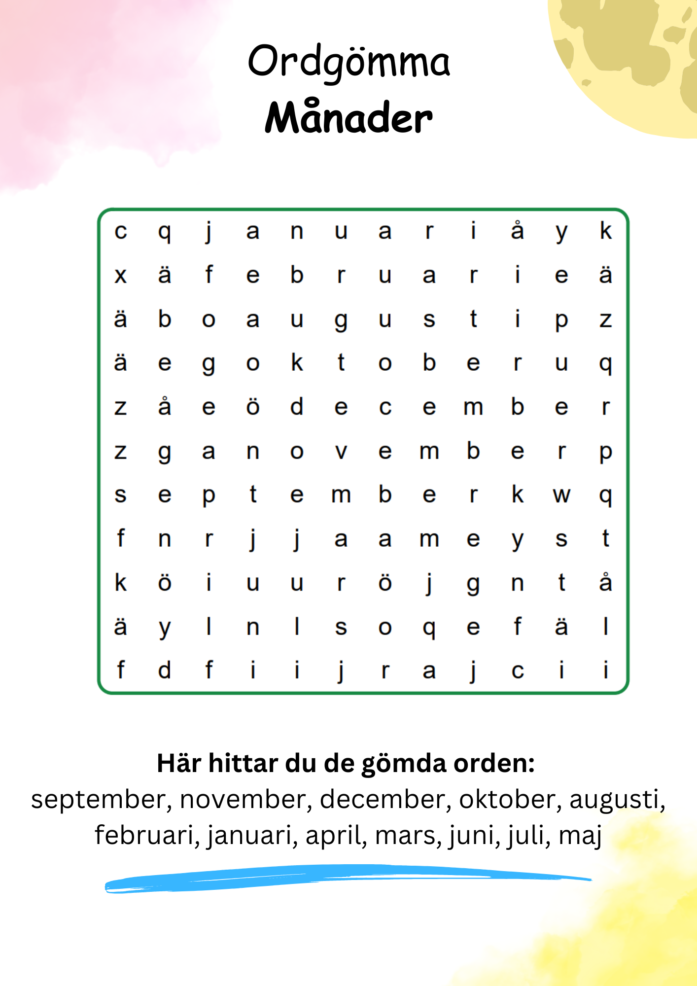 Ordgömmor - 10 olika teman