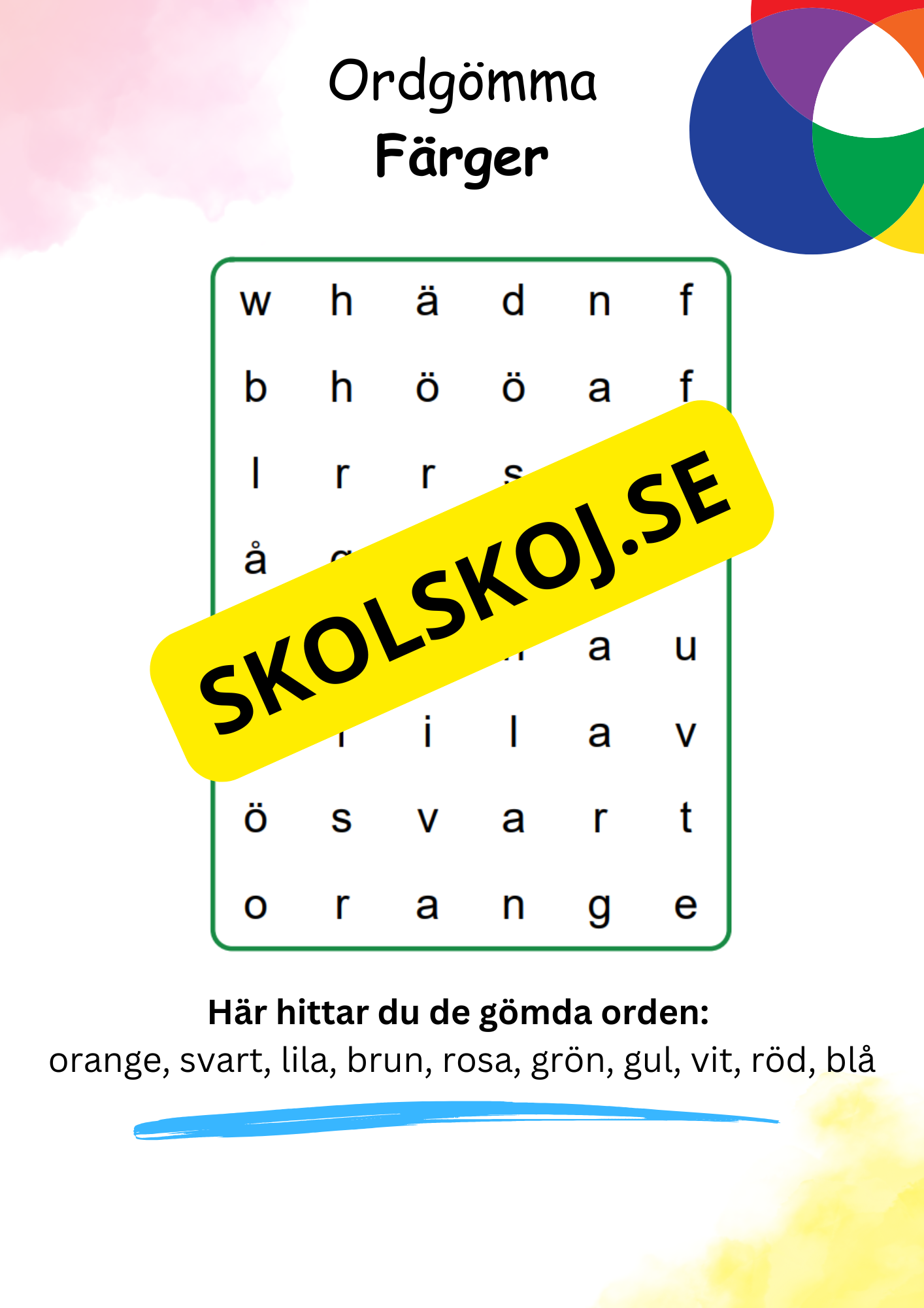 Ordgömmor - 10 olika teman