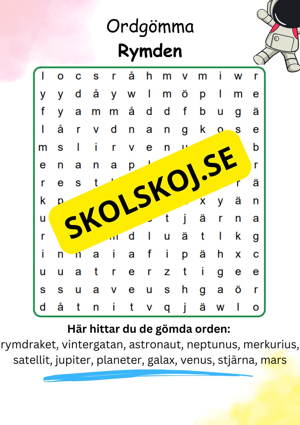Ordgömmor - 10 olika teman