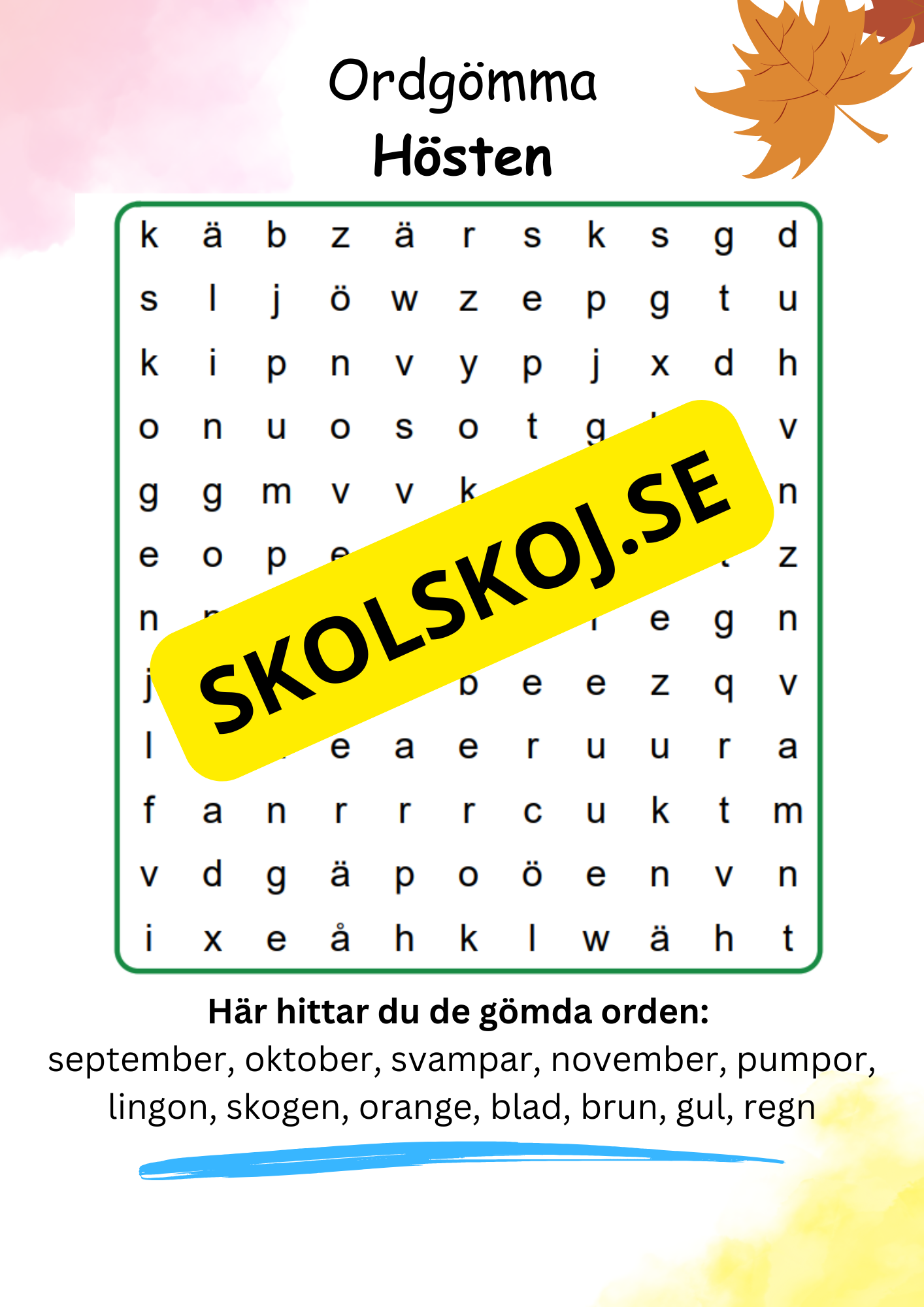 Ordgömmor - 10 olika teman