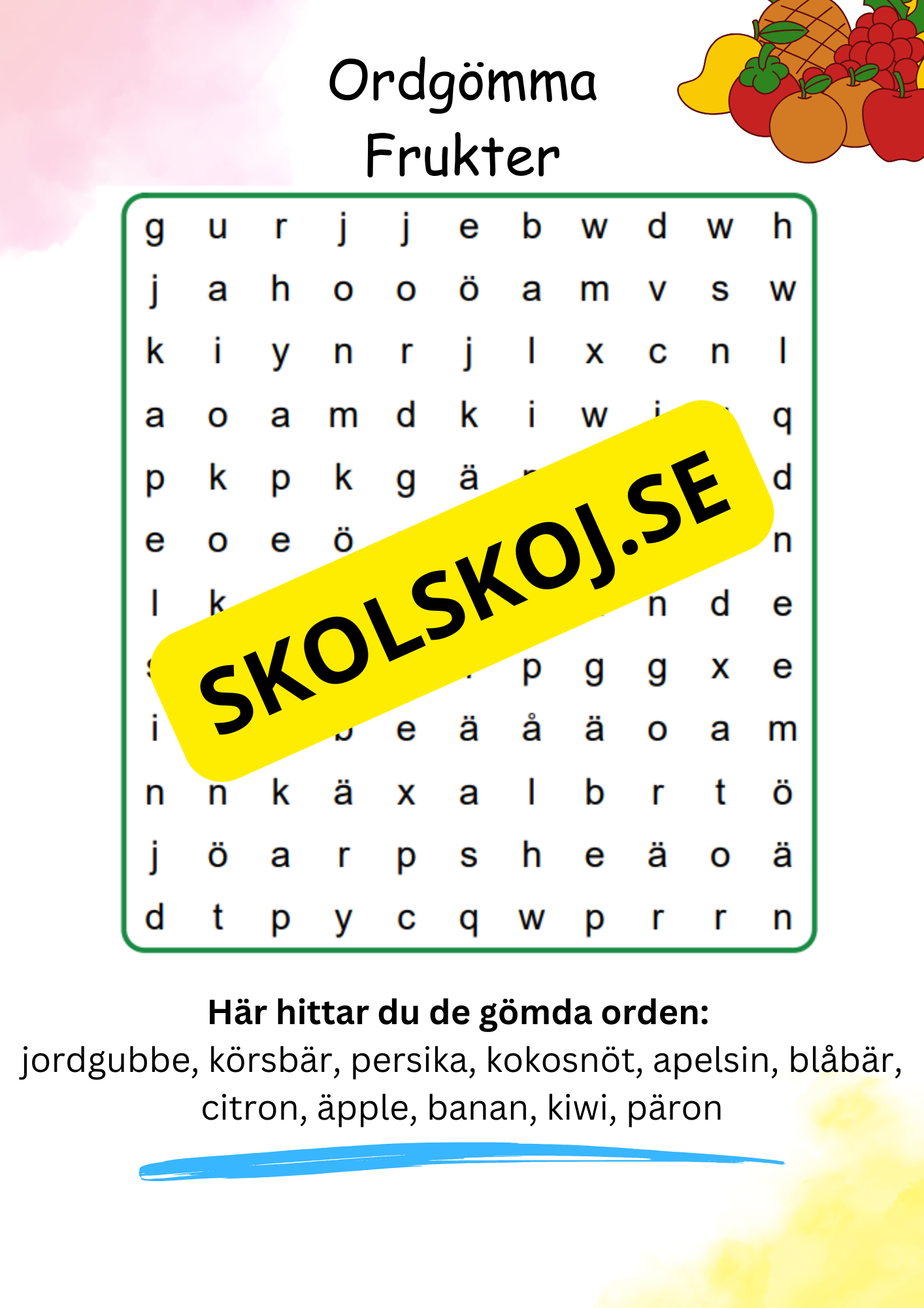 Ordgömmor - 10 olika teman